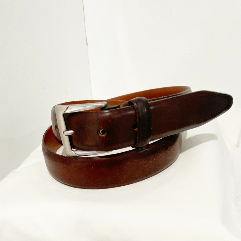 DANIEL CRAIG  Mens Dress Belt Brown Leather Hand Made MCM Nickel Buckle Italy 32